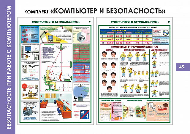 Плакаты по  Безопасности при работе с компьютером